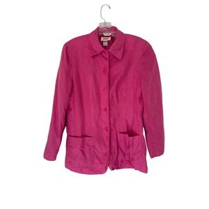 Talbots Petites Irish Linen Blazer Pink Office Work Career Vintage Mature Size 6